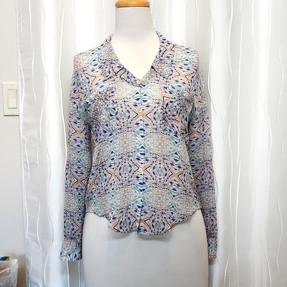 Free People Button Down V-Neck Top - Picture 1 of 6